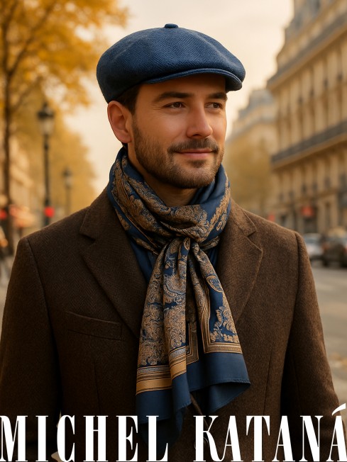 Кепка с козырьком, 8ми-клинка Мужская-Унисекс TWEED EDINBURG MARIN MIST из твида (Плотная Костюмно-Блейзерная ШЕРСТЬ) TWEED.8-EDINBURG/MARIN.MIST